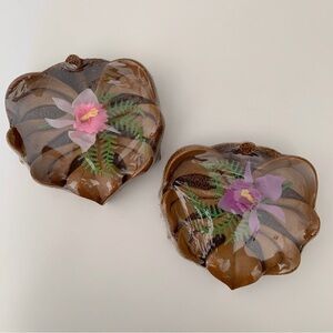 Vintage Tiki Coco Joe’s Monstera Leaf Dishes Set 2 Hapa Wood  NEW NIP NOS Hawaii